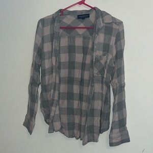 Aeropostale Flannel Shirt - Gray and dusty rose